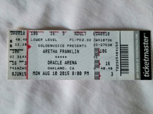 my physical concert ticket of Aretha Franklin's concert back in August 2015